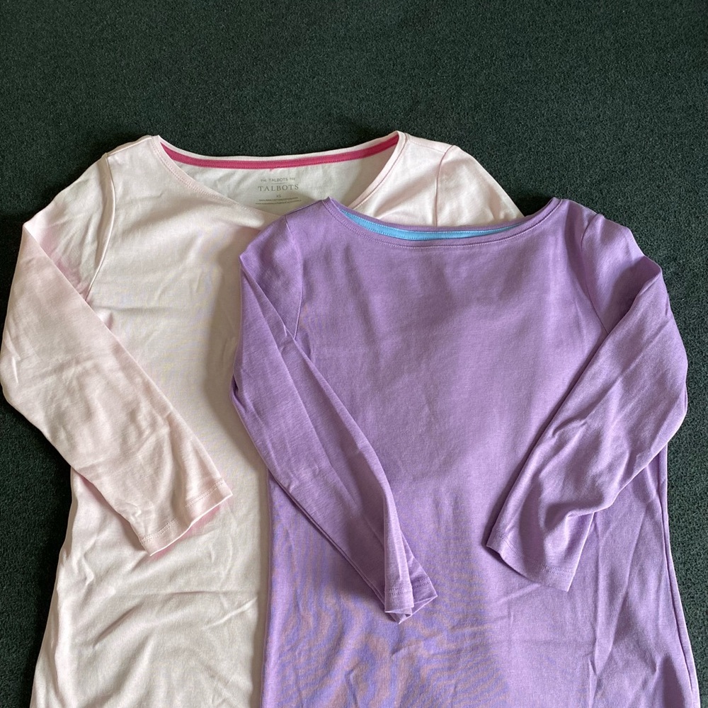 Talbots Women's 1/4 sleeve Tees - Soft Pink and Lavender